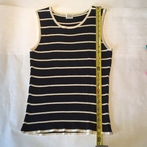 Navy Blue & Cream 100% Silk Sweater